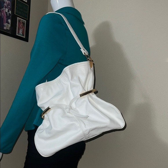 White Leather Shoulder Bag - Picture 2 of 5